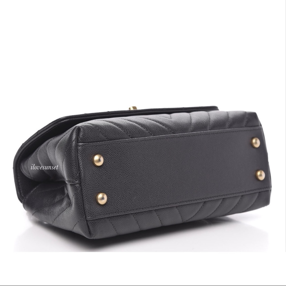 {CHANEL} Caviar Chevron Quilted Mini Dark Grey Bag - Picture 2 of 10